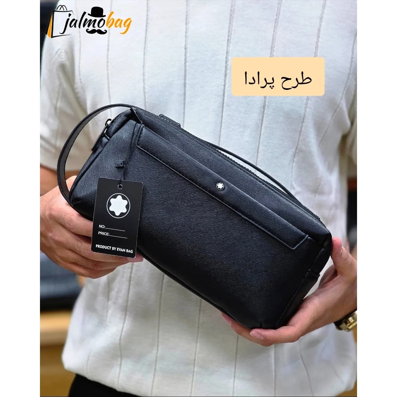کیف دستی دوحالته مونت بلانک چرم وارداتی چهار زیپ — تصویر ۴