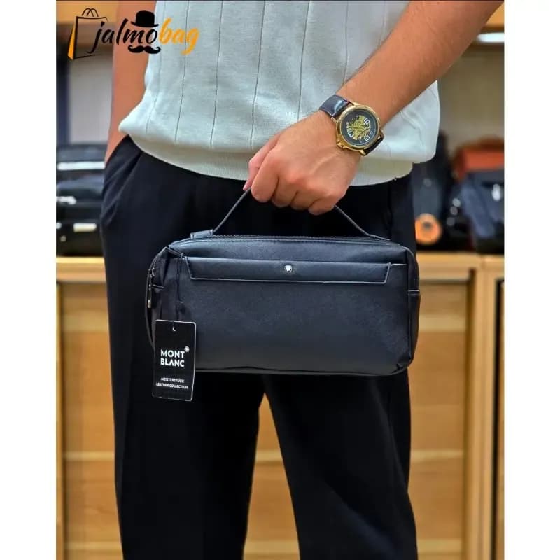 کیف دستی دوحالته مونت بلانک چرم وارداتی چهار زیپ — تصویر ۹