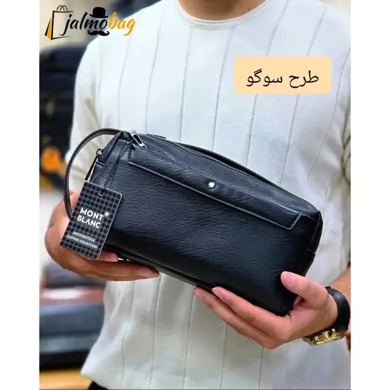 کیف دستی دوحالته مونت بلانک چرم وارداتی چهار زیپ — تصویر ۱۱