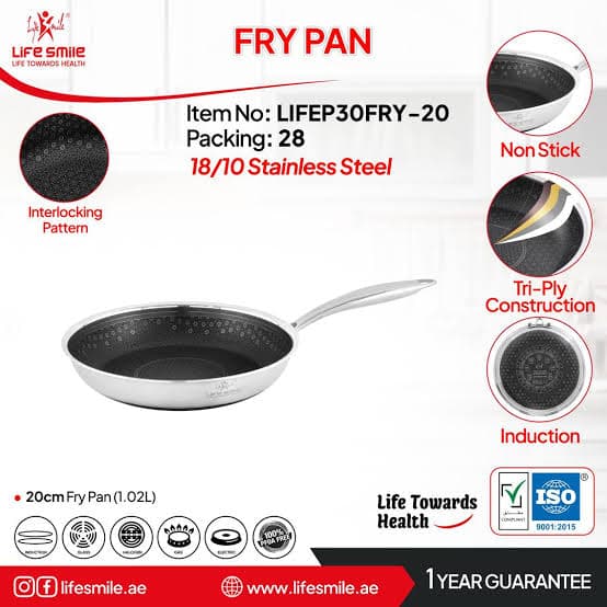 تابه تک کف لیزری لایف اسمایل(Life Smile) مدل LIFEP30 FRY سایز 28 — تصویر ۳
