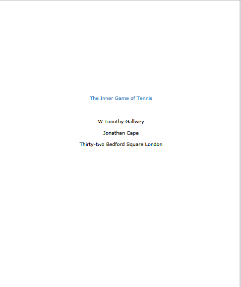 کتاب The Inner Game of Tennis (بازی درونی تنیس) نسخه انگلیسی PDF