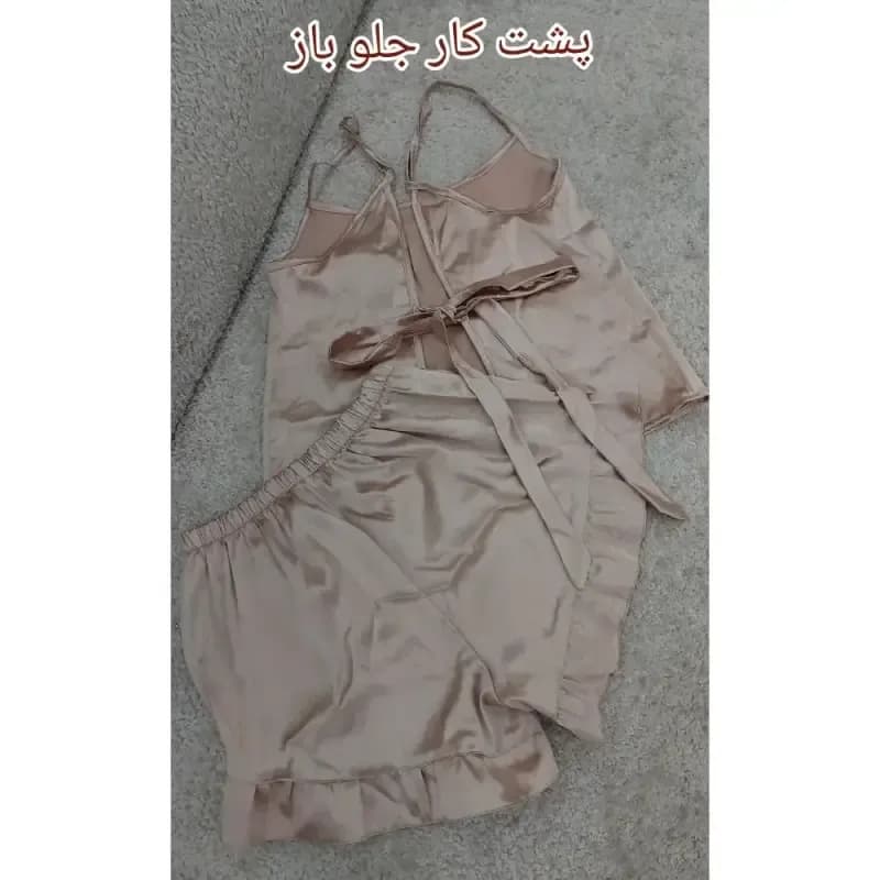 لباس خواب ساتن ابریشمی وارداتی فری سایز طرح خاص و زیبا پسند — تصویر ۶