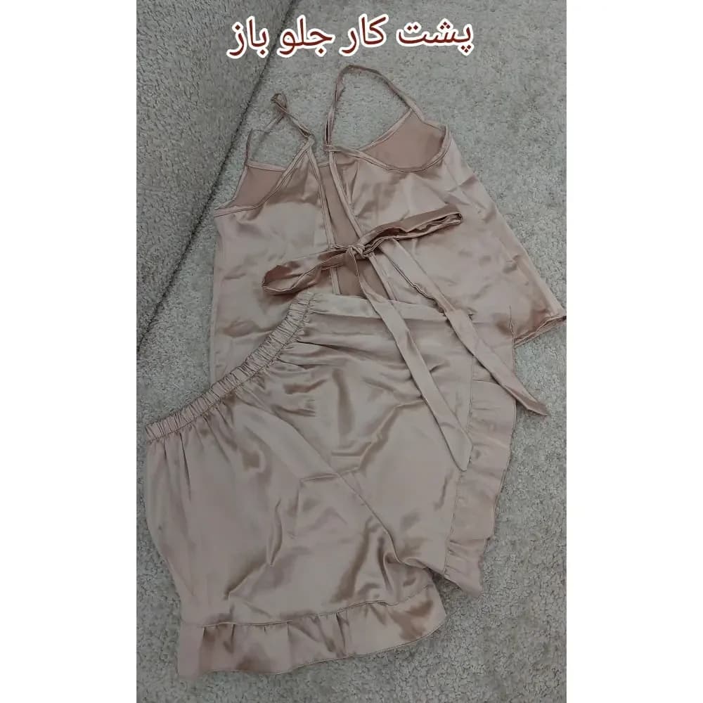 لباس خواب ساتن ابریشمی وارداتی فری سایز طرح خاص و زیبا پسند — تصویر ۲