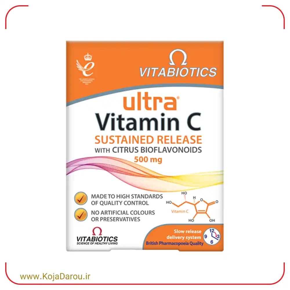 قرص اولترا ویتامین ث ویتابیوتیکس Ultra Vitamin C 500 بسته 60 عددی