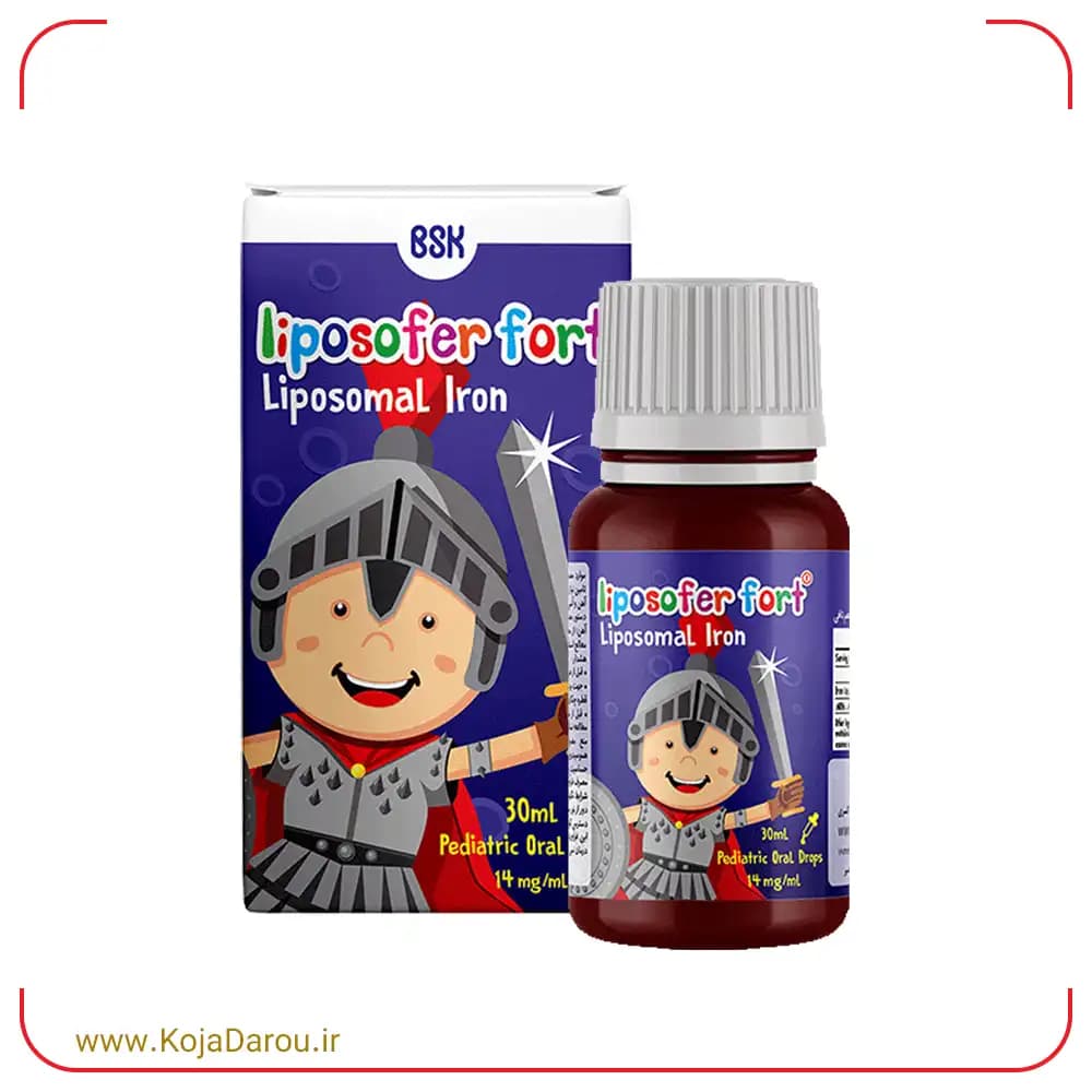 قطره خوراکی لیپوزوفر فورت بی اس کی حاوی آهن لیپوزومال با طعم تافی Liposofer Fort حجم 30 میلی لیتر — تصویر ۲