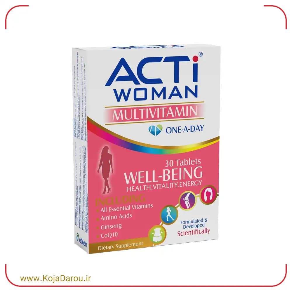 قرص مولتی ویتامین بانوان اکتی وومن ابیان دارو Acti woman بسته 30 عددی