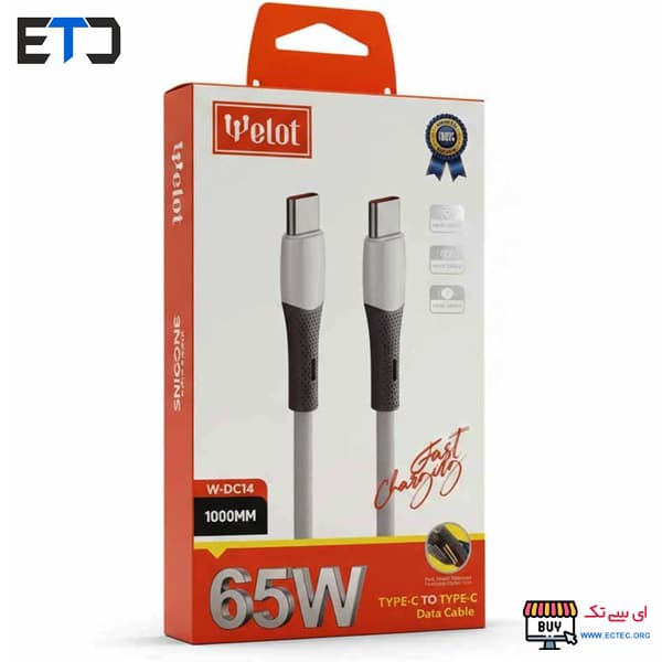 کابل توربو شارژ دو سر تایپ سی WELOT W-DC14CC 65W 1M