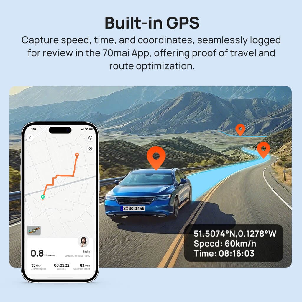 دوربین ثبت وقایع خودرو 70mai Dash Cam 4K A800 SE +دوربین عقب — تصویر ۶