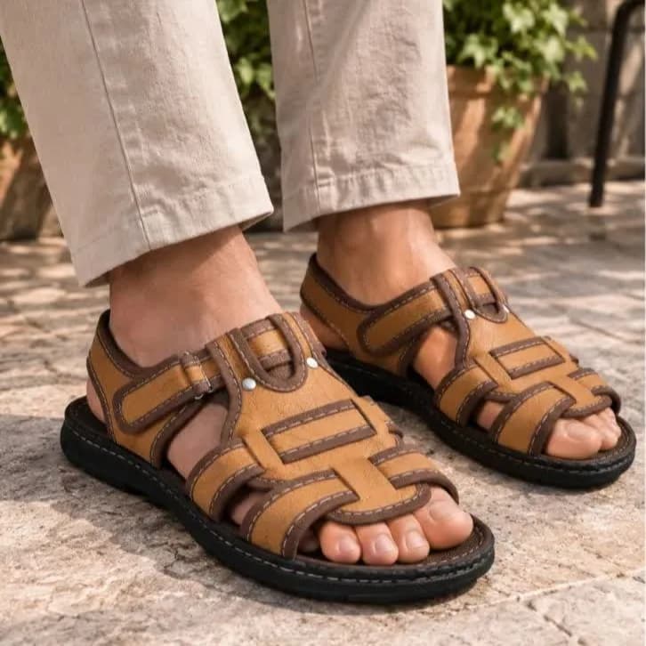 صندل چرم مردانه طبی و سبک سایز 40 تا 44 — تصویر ۳