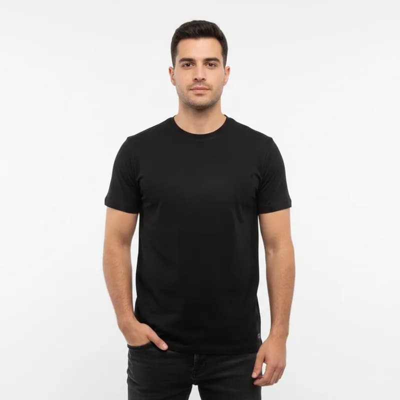 تیشرت آستین کوتاه مردانه مدل T-sa کد 9865 جنس پنبه یقه گرد ساده — تصویر ۲