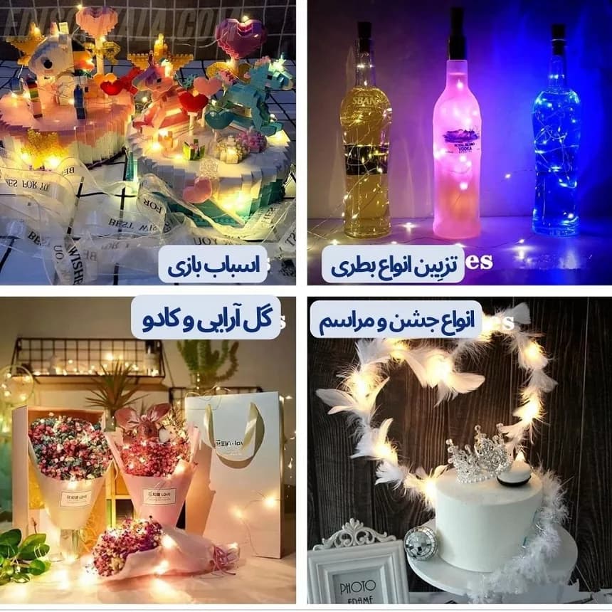 ریسه مفتولی یک متری | باتری ساعتی | چشمک زن — تصویر ۳