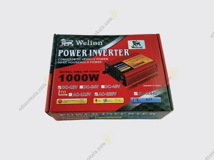 مبدل برق (اینوتر) 12 به 220 ولت 1000 وات قرمز ویلیون Welion — تصویر ۵