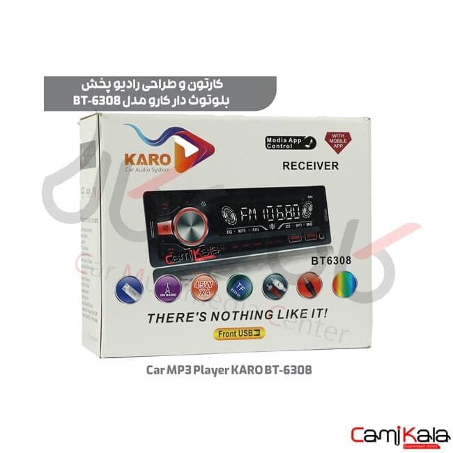 رادیو پخش بلوتوث دار کارو مدل Car MP3 Player KARO BT-6308 — تصویر ۲