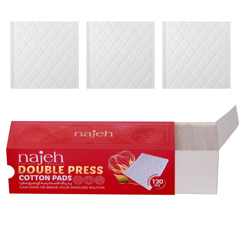 پد پاک کننده آرایش صورت ناژه مدل Double Press بسته 120 عددی — تصویر ۳