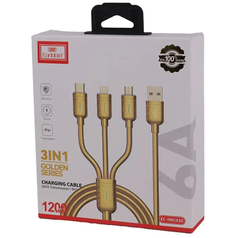 کابل 3 سر فست شارژ ارلدام مدل EC-IMC030 6A 1.2m — تصویر ۲
