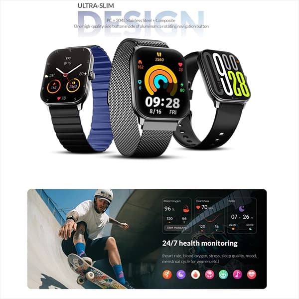 ساعت هوشمند گلوریمی مدل Glorimi GC Slim با بند سیلیکونی — تصویر ۲