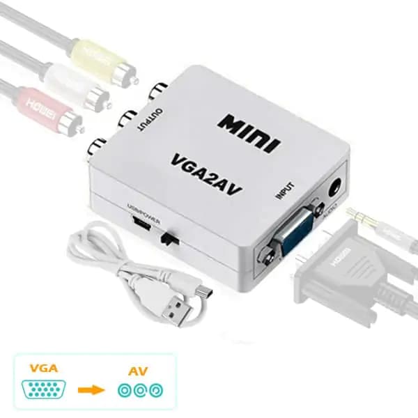 مبدل VGA به AV مدل MINI با ورودی AUX صدا