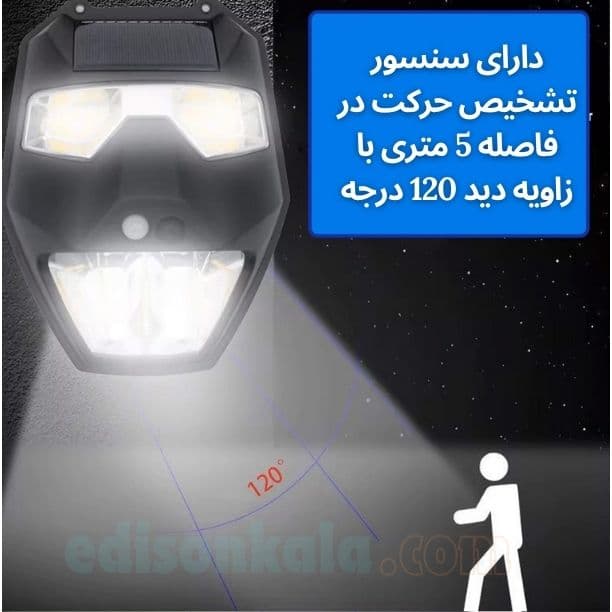 چراغ خورشیدی دیوارکوب طرح ماسک jl-t88 — تصویر ۷