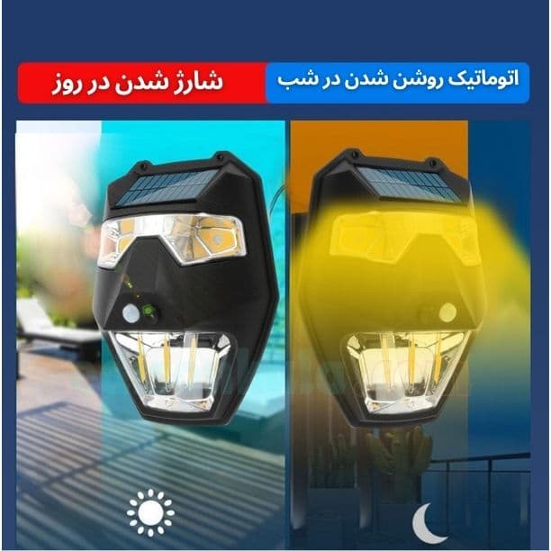 چراغ خورشیدی دیوارکوب طرح ماسک jl-t88 — تصویر ۵