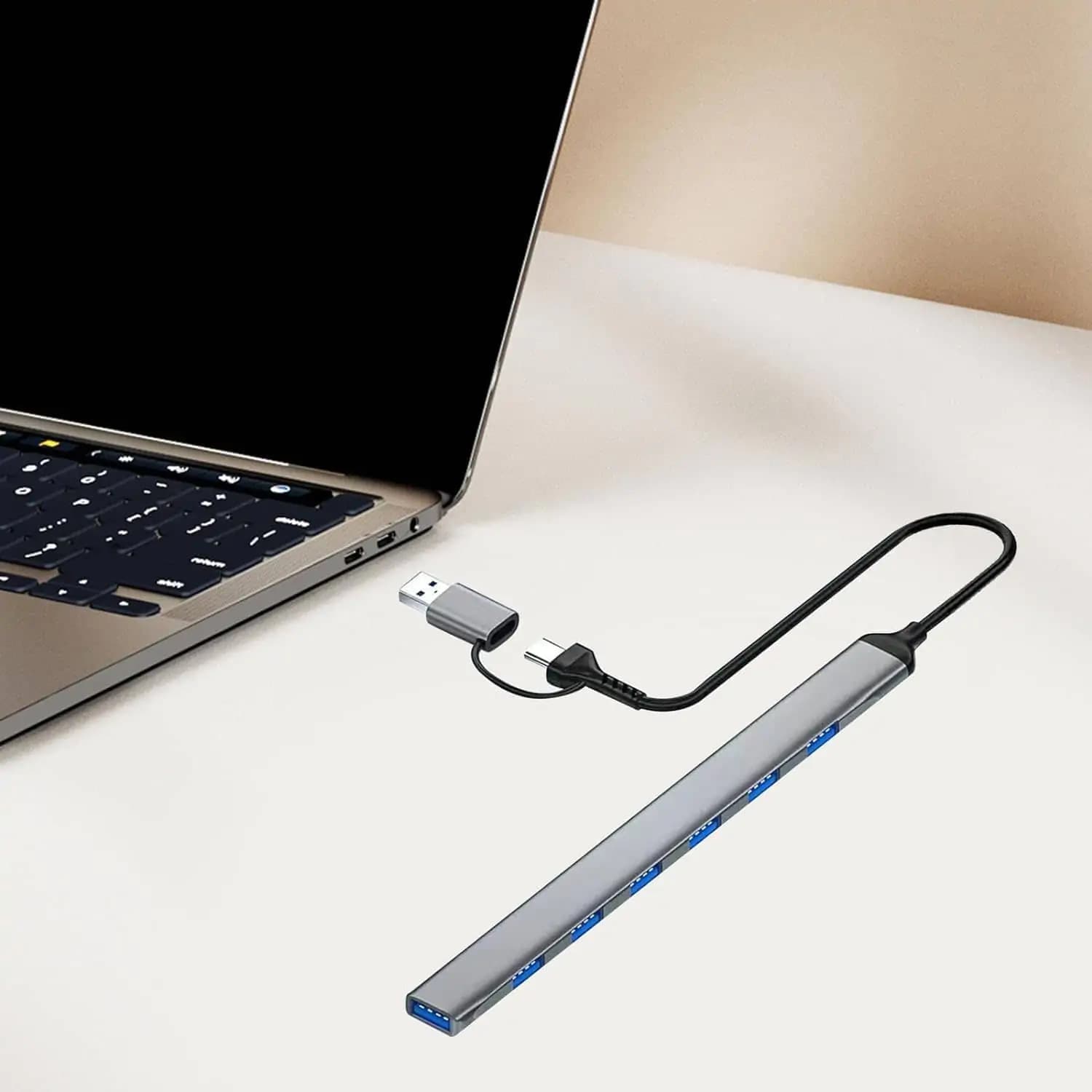 هاب 7 پورت USB 3.0 با سری USB-C و USB3.0 پی نت به طول 15 سانتی متر مدل P-7602 — تصویر ۷