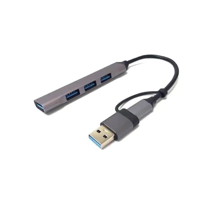 هاب 4 پورت USB 3.0 با سری USB-C و USB3.0 پی نت به طول 15 سانتی متر مدل P-3619