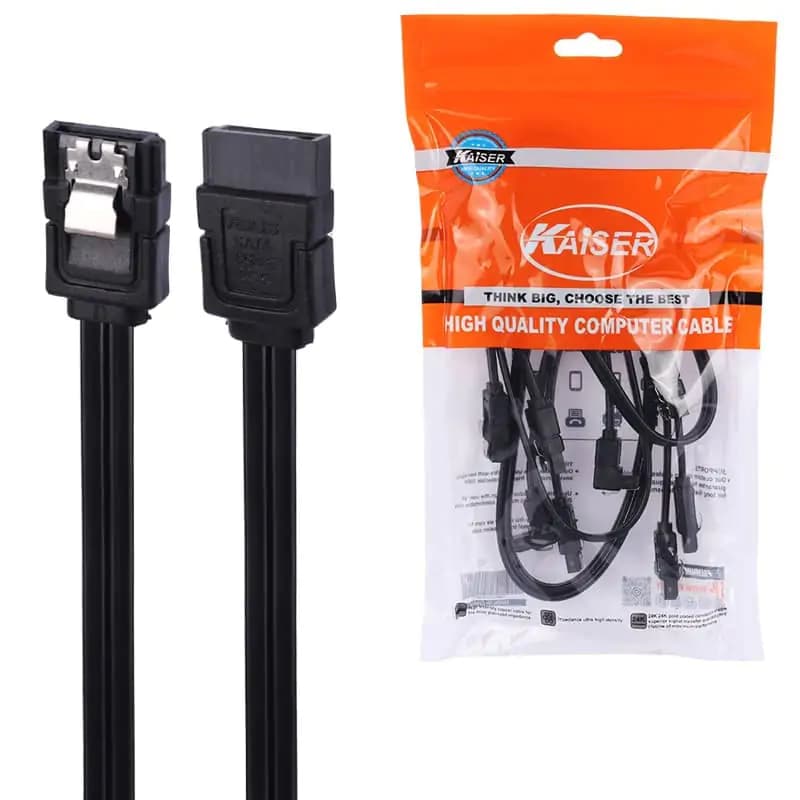 کابل دیتا ساتا 40CM قفل دار چپقی SATA3 کایزر سرعت 6 Gaps — تصویر ۷