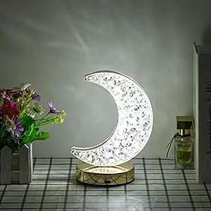 چراغ خواب شارژی رومیزی کریستال طرح ماه — تصویر ۶