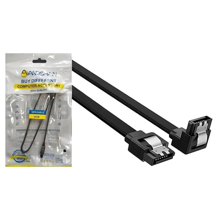 کابل دیتا ساتا 40CM قفل دار چپقی SATA3 انوشان سرعت 6 Gaps — تصویر ۴