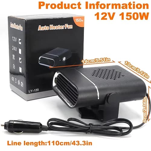بخاری فندکی خودرو 150 وات مدل Car Auto Heater Fan LY-120 — تصویر ۳