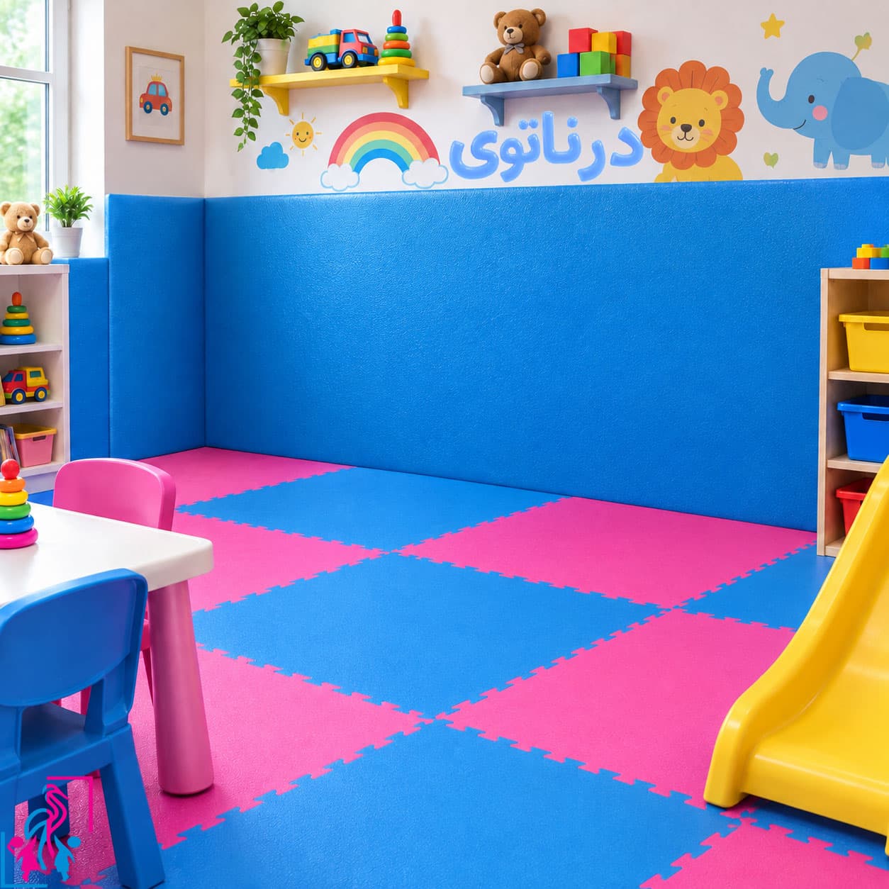 دیوارپوش ساده آبی مهدکودکی (رول 25متری)
