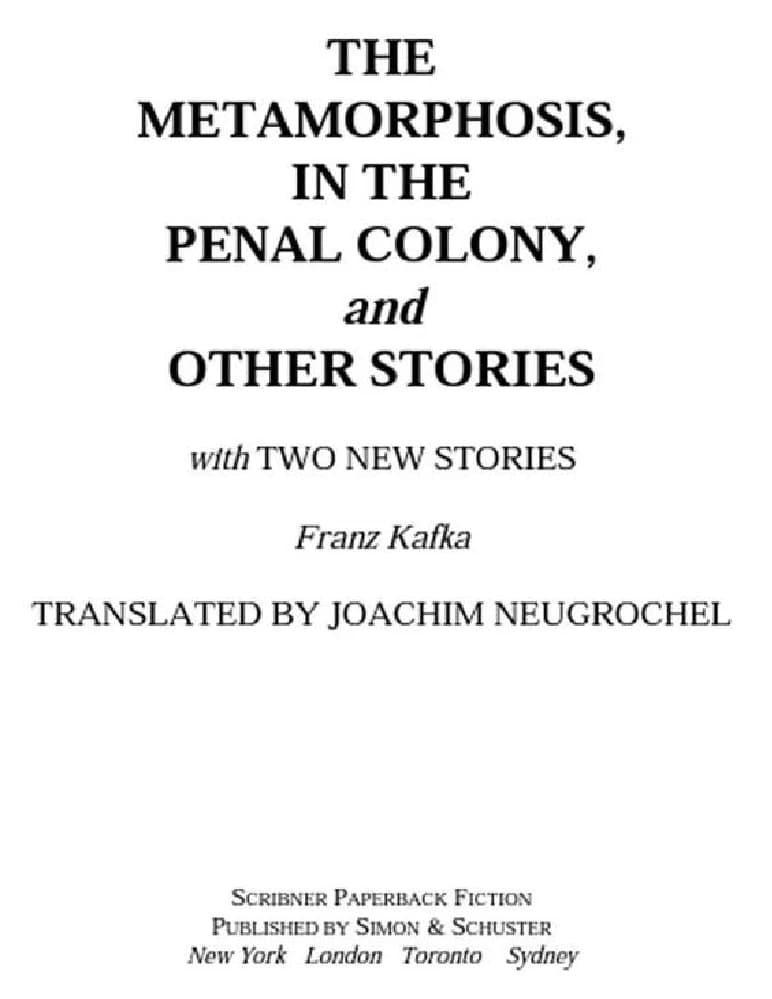 کتاب دگردیسی، در مستعمره کیفری و داستانهای دیگر (The Metamorphosis, in the Penal Colony, and Other Stories) اثر فرانتس کافکا نسخه PDF انگلیسی
