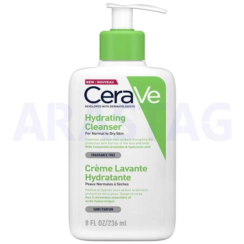 پاک کننده و مرطوب کننده مناسب پوست نرمال تا خشک مدل Hydrating سراوی حجم 236 میلی
