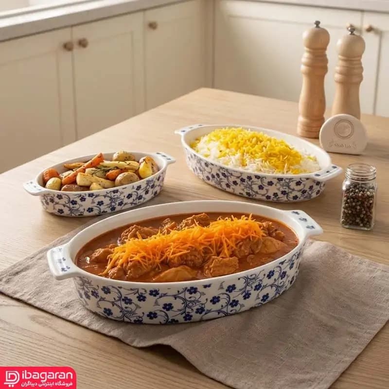 مرغ خوری بیضی طرح گل شکوفه آبی — تصویر ۶