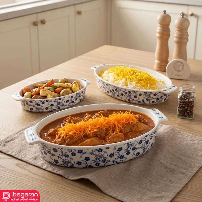 ست 3 عددی مرغ خوری بیضی طرح گل شکوفه آبی و گل بهاری — تصویر ۷