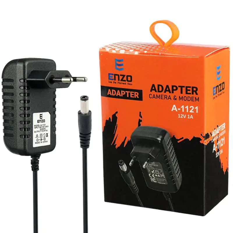 آداپتور مودم 12 ولت 1 آمپر Enzo A-1121 سر درشت 5.5X2.5