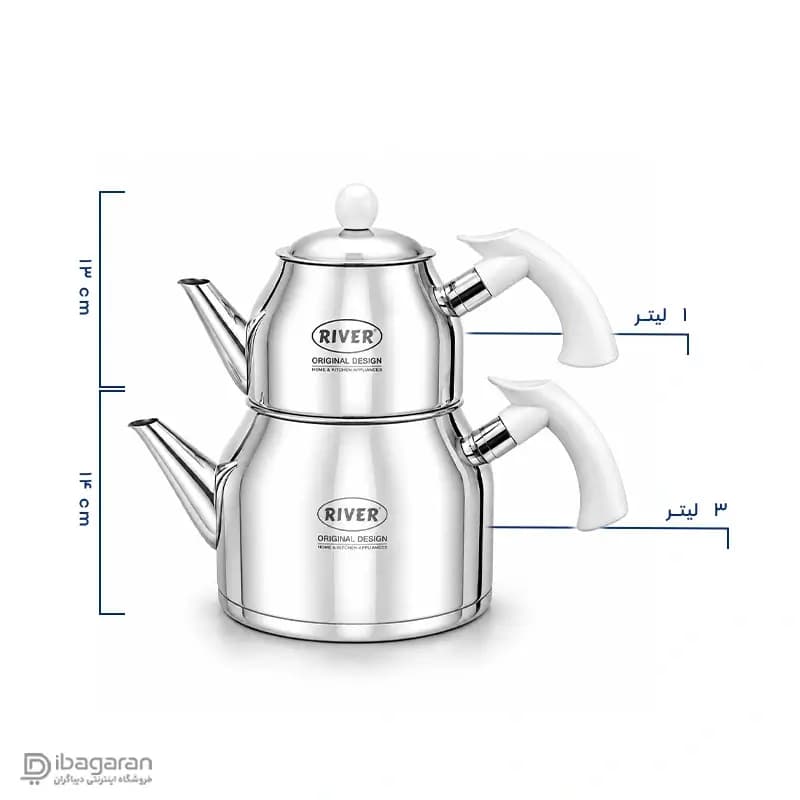 کتری قوری استیل 3 لیتر ریور — تصویر ۲