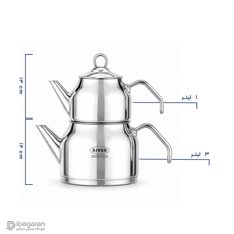 کتری قوری استیل 3 لیتر ریور مدل 2169 — تصویر ۲