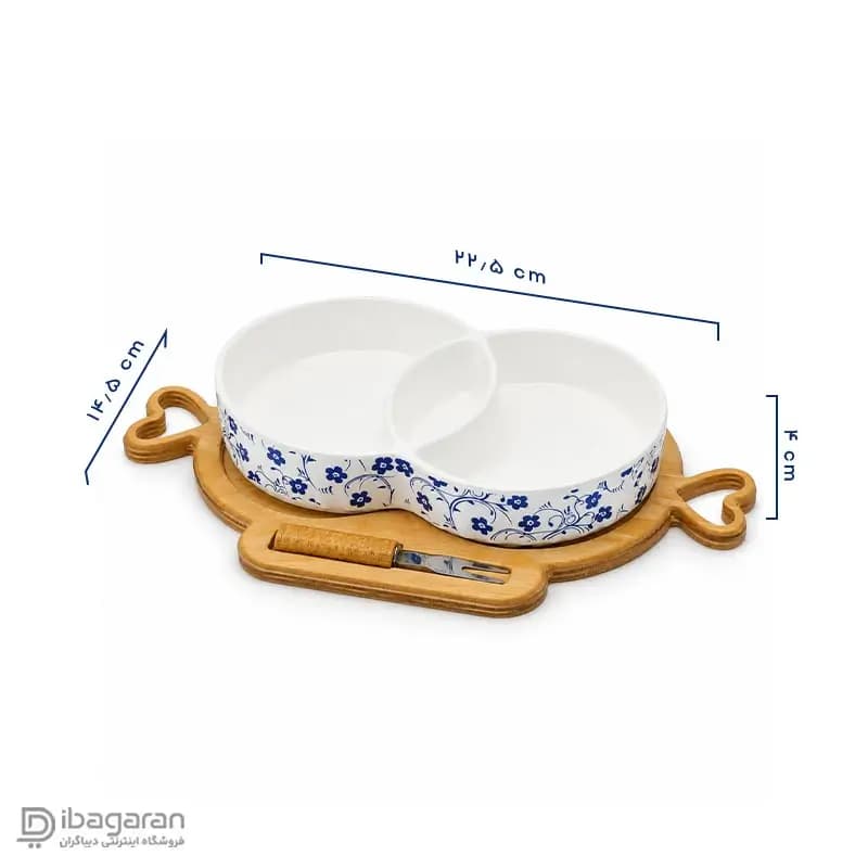 اردوخوری سرامیکی دایره طرح شکوفه آبی — تصویر ۲
