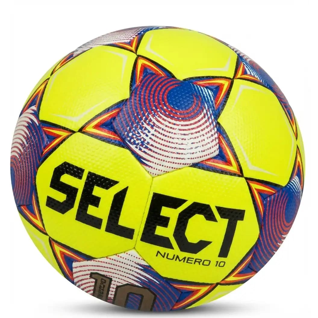 توپ فوتبال سلکت (SELECT) مدل Numero 10 رنگ زرد فسفری (High-Vis) دوختی