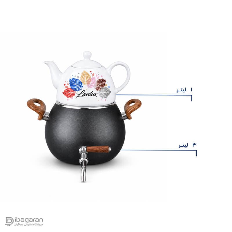 کتری قوری 3لیتر دسته طرح چوب ریور مدل 5890 — تصویر ۲
