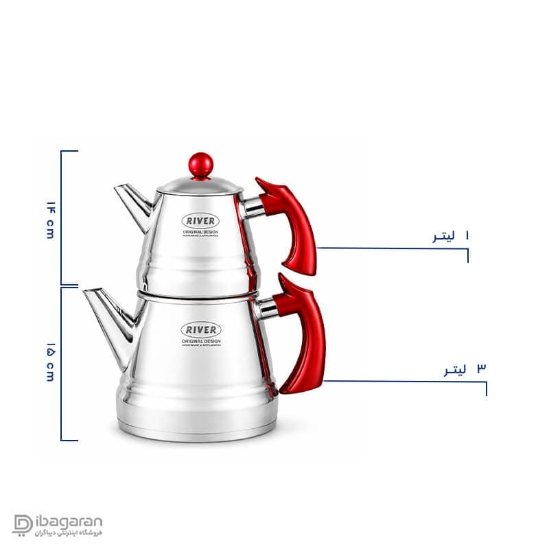 کتری قوری استیل 3 لیتر دسته باکالیت ریور — تصویر ۲
