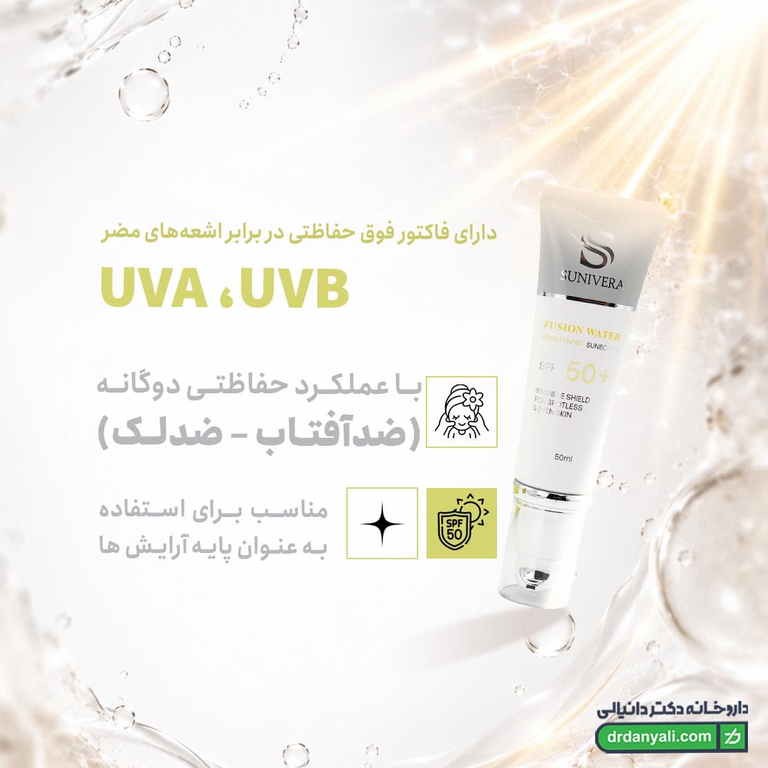 ضد آفتاب ضد لک فیوژن واتر سانیورا +SPF50 — تصویر ۵