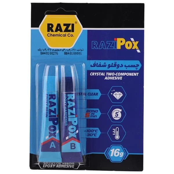 چسب دوقلو شفاف رازی مدل POX وزن 16 گرم