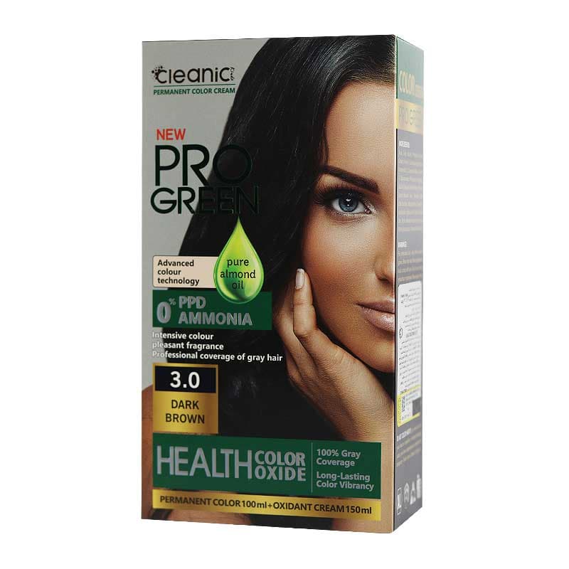 کیت رنگ موی طبیعی بدون آمونیاک زنانه کلینیک قهوه ای تیره شماره 3.0 — تصویر ۳