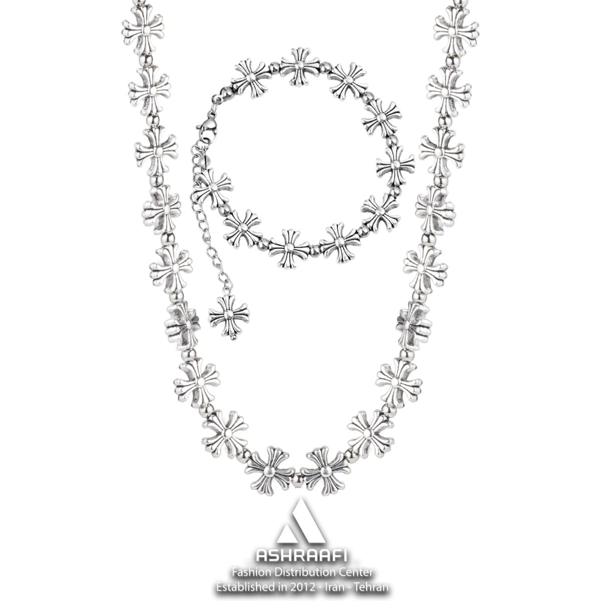 گردنبند و دستبند کروم هارتز Cross Necklace & Bracelet S01