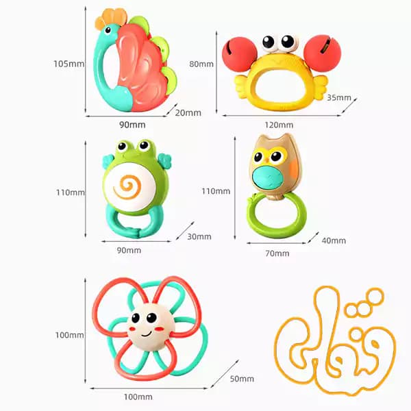 ست پنج عددی جغجغه حیوانات هولی تویز E318B — تصویر ۵