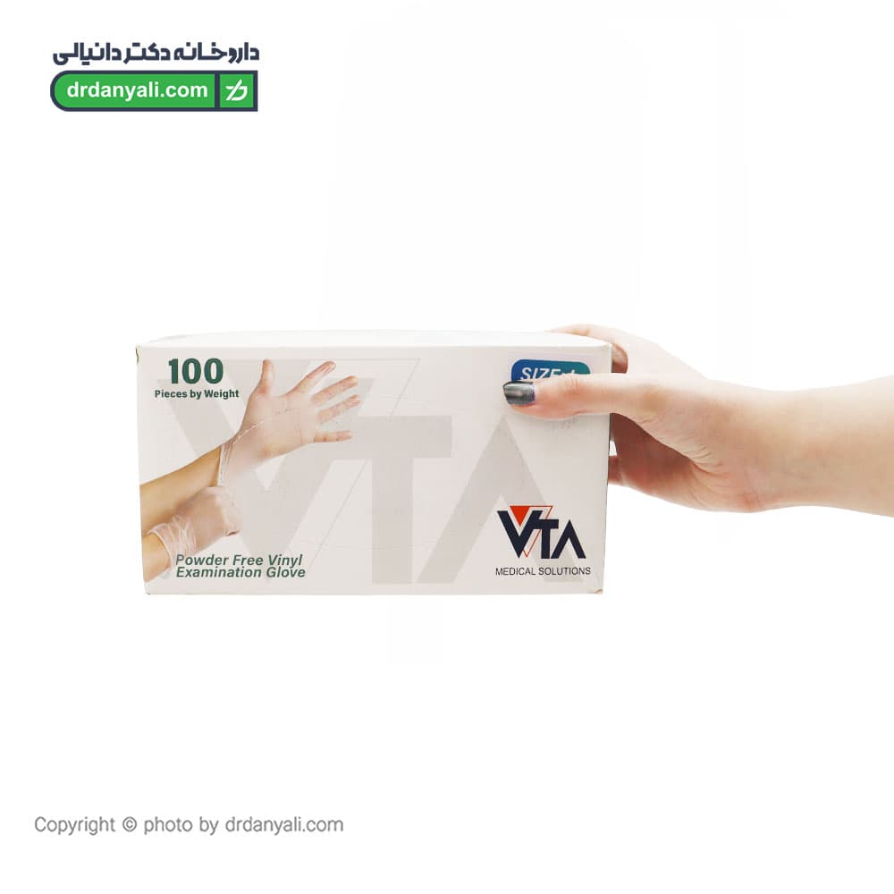 دستکش وینیل ویتا مدیکال غیر پودری 100 عددی — تصویر ۲