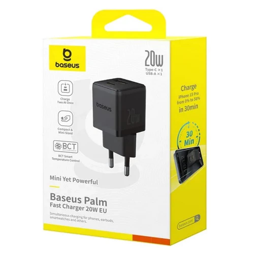 شارژر دیواری 20 وات باسئوس مدل Baseus Palm Fast Charger C+U 20W EU با گارانتی 24 ماهه شرکتی — تصویر ۷