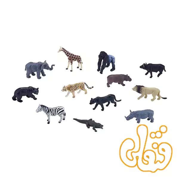 مجموعه 12 عددی حیوانات وحشی موجو Wild Animals Tube 380057 — تصویر ۲