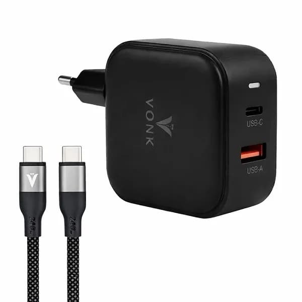 شارژر دیواری وونک مدل PD-45 توان 45 وات دو درگاه USB-A و USB-C